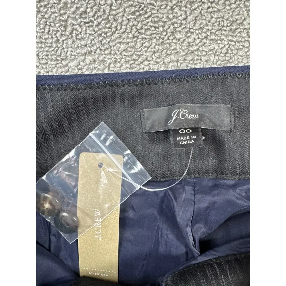 NWT J. Crew Dress Pant High Rise Wool Blend Career‎ Professional Navy Blue Sz 00